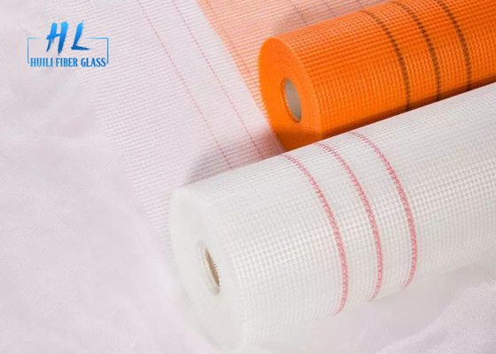 شبكة الألياف الزجاجية البيضاء / البرتقالية تم قطعها إلى 1-1,5 م 4 * 4 ملم فتحة للمواد الجدارية