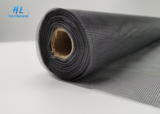1.2m * 30m لفة 18 * 16 شبكة الألياف الزجاجية يطير الشاشة رمادي PVC المغلفة
